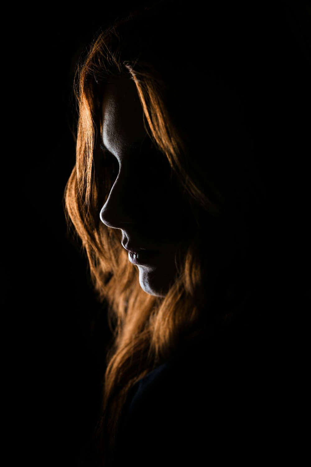 Editorial low-key beauty portrait